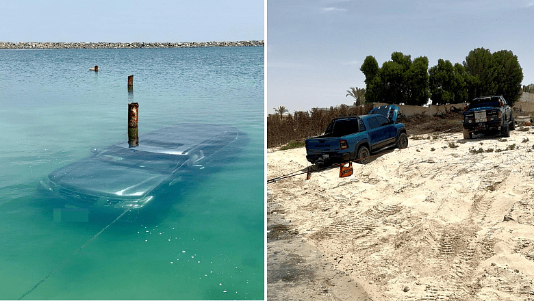 汽车“完全浸没”在水下，经过3.5小时的救援行动被成功拖出